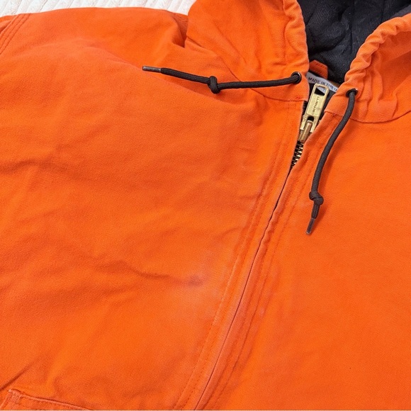 Carharrt J140 Duck Canvas Hooded Blaze Orange Active Jacket | Size XL - Picture 10 of 10